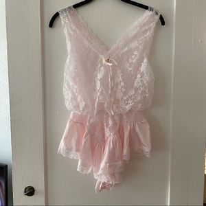 vintage baby pink lace teddy